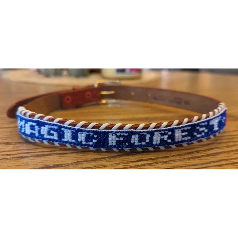 NOS Magic Forest Lake George NY Novelty Beaded Leather Belt Kids Youth Adult 20